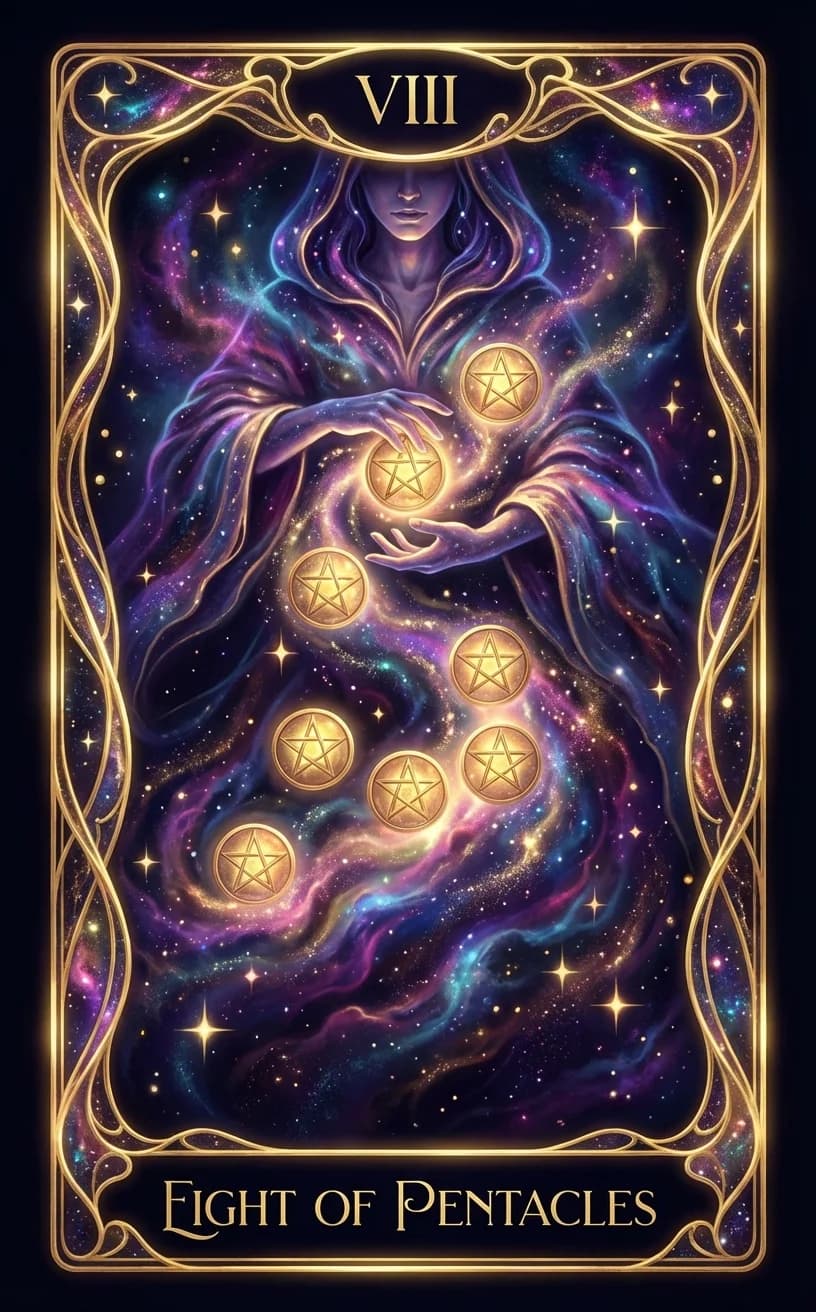 Eight of Pentacles Tarot Card